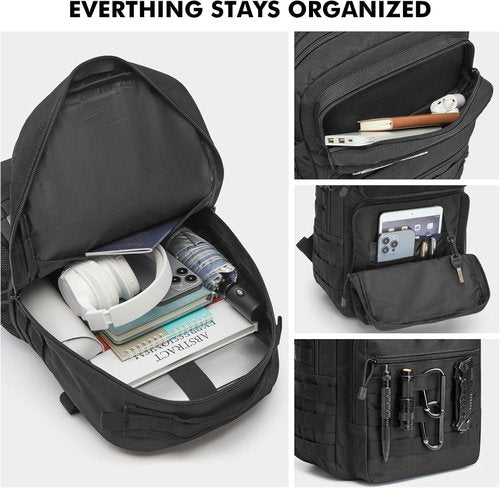 G4Free 25L Tactical Backpack - Fits 15" Laptop | Versatile Travel Bag for Men - Black