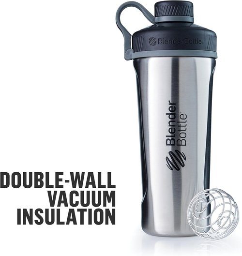 BlenderBottle Radian Shaker Cup - Insulated Stainless Steel Water Bottle, 26-Ounce, Matte Black
