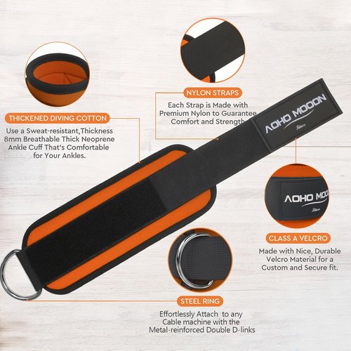 Comfortable Adjustable Ankle Straps - Glute Cuff for Cable Machines | One Size Fits All