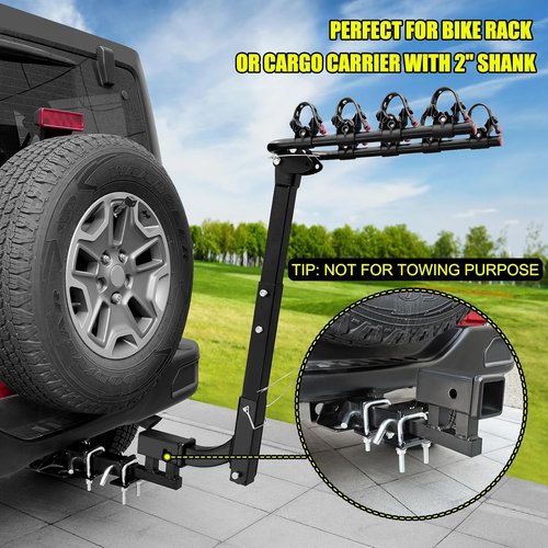 KAIRAY 1-1/4 inch to 2 inch Hitch Adapter Trailer Hitch Extension Riser with 4 inch Rise and 3-3/8 inch Drop for Class I and Class II Receivers
