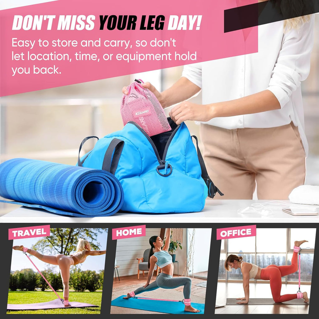 Skiennix Ankle Resistance Bands - Adjustable Cuffs for Leg & Glutes Workouts | Home Gym Fitness Equipment