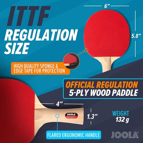 JOOLA Premium Ping Pong Paddles Set of 4 | Advanced Table Tennis Rackets with 10 Training Balls & Case