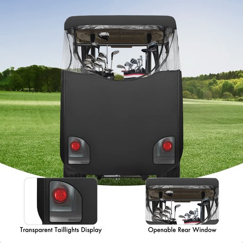 10L0L 2 Passenger Golf Cart Enclosure fit Yamaha G14 G16 G22 G29 Drive/Drive 2, 600D Heavy Duty Yamaha Rain Cover with Clear PVC Windshield, Side Mirror Openings, Waterproof/UV Block Oxford Cloth