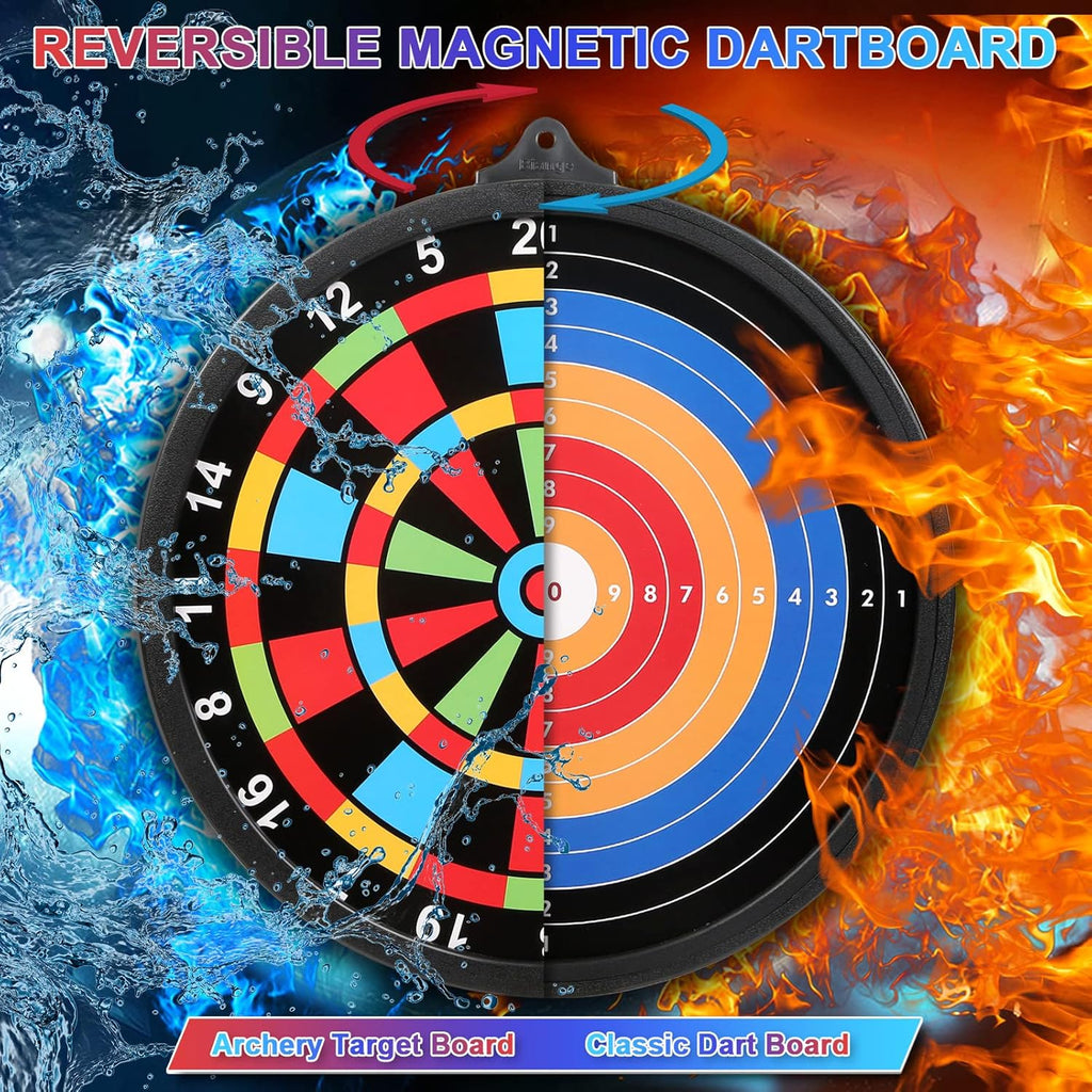 Skiennix Magnetic Dart Board - Safe Indoor & Outdoor Game for Kids 8-14 | Includes 12 Darts