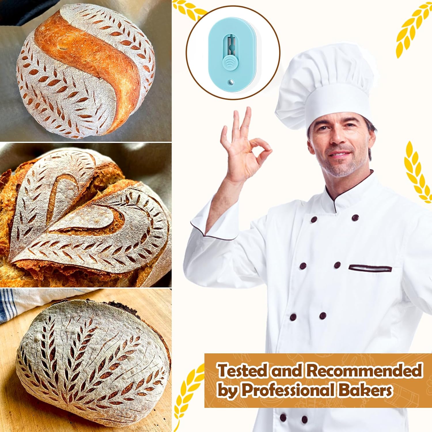 XANGNIER Bread Lame Dough Scoring Tool - Extractable & Magnetic with 5 Razor Blades | Perfect for Sourdough Baking