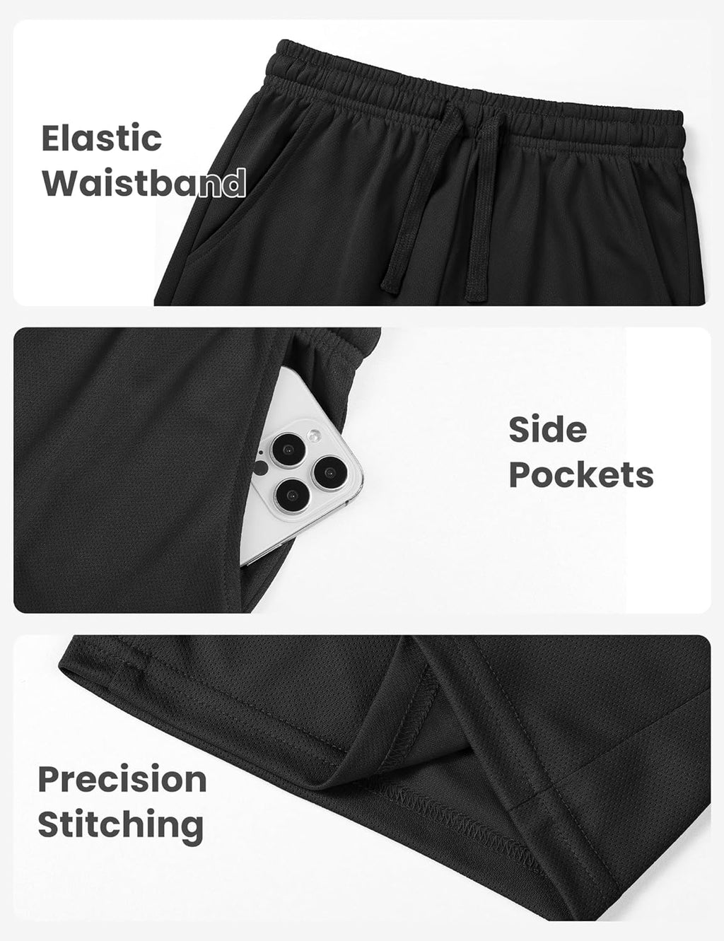 Auranso Boys Athletic Shorts - Quick-Dry Mesh Basketball & Soccer Shorts with Pockets | Youth Sizes