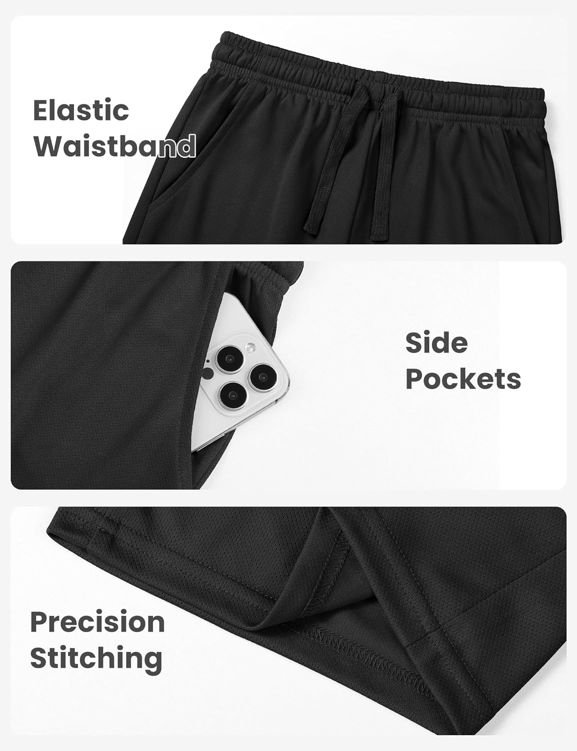 Auranso Boys Athletic Shorts - Quick-Dry Mesh Basketball & Soccer Shorts with Pockets | Youth Sizes