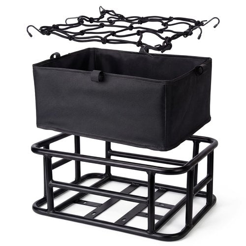 Electric Bike Rear Basket Heavy Duty Steel Frame with Net and Liner, RoakyRoasy 23L Large Capacity Back Rack Mounted Cargo Carrier for Ebike, Superior Deformation Resistance