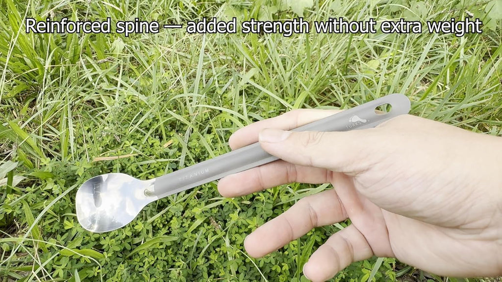 TOAKS Titanium Long Handle Spoon - Polished Bowl for Easy Serving | Lightweight & Durable Design