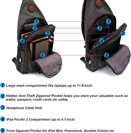 NICGID Sling Bag - Versatile Crossbody Backpack for Tablets & Laptops | Ideal for Outdoor Hiking