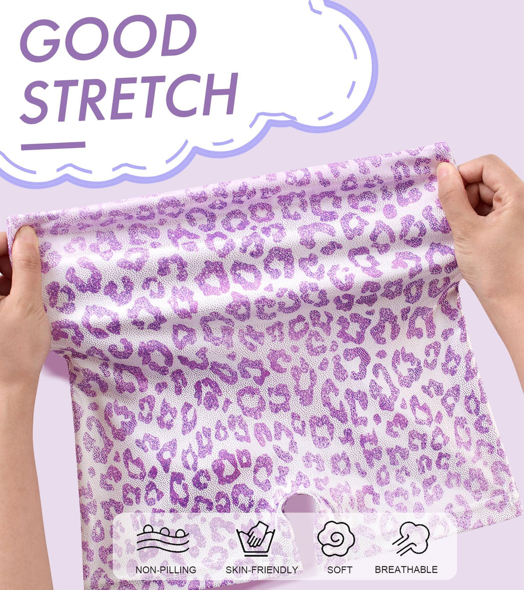 uideazone Little Girls Gymnastics Leotards 4t 5t Purple Leopard Ballet Unitards Sparkle Sequin Mesh Biketard Athletic Dance Wear for Kids