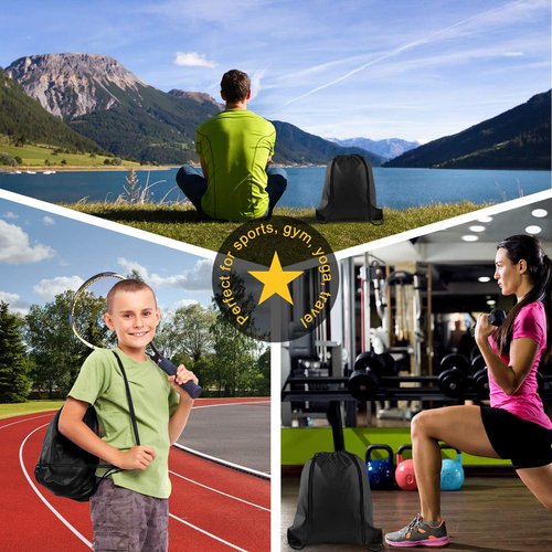 KUUQA Drawstring Backpack Bags - 100Pcs Bulk Black Storage Sacks for Sports & Travel