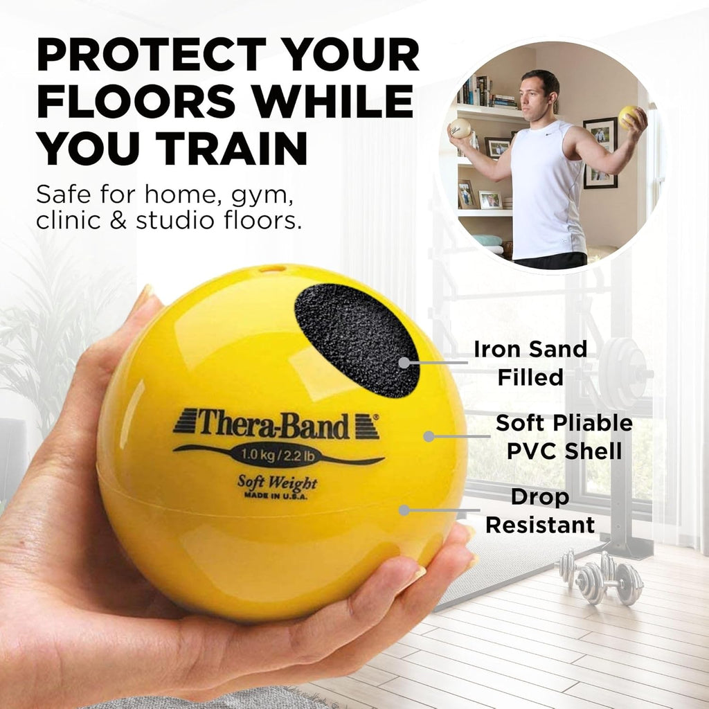 TheraBand Soft Weight Exercise Ball - 2.2 Lb Isotonic Ball for Physical Therapy & Pilates | Portable & Easy to Grip