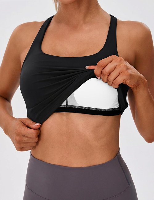 BMJL Crisscross Sports Tank Top - Built-In Bra, Soft Workout Top with Knot Hem for Women
