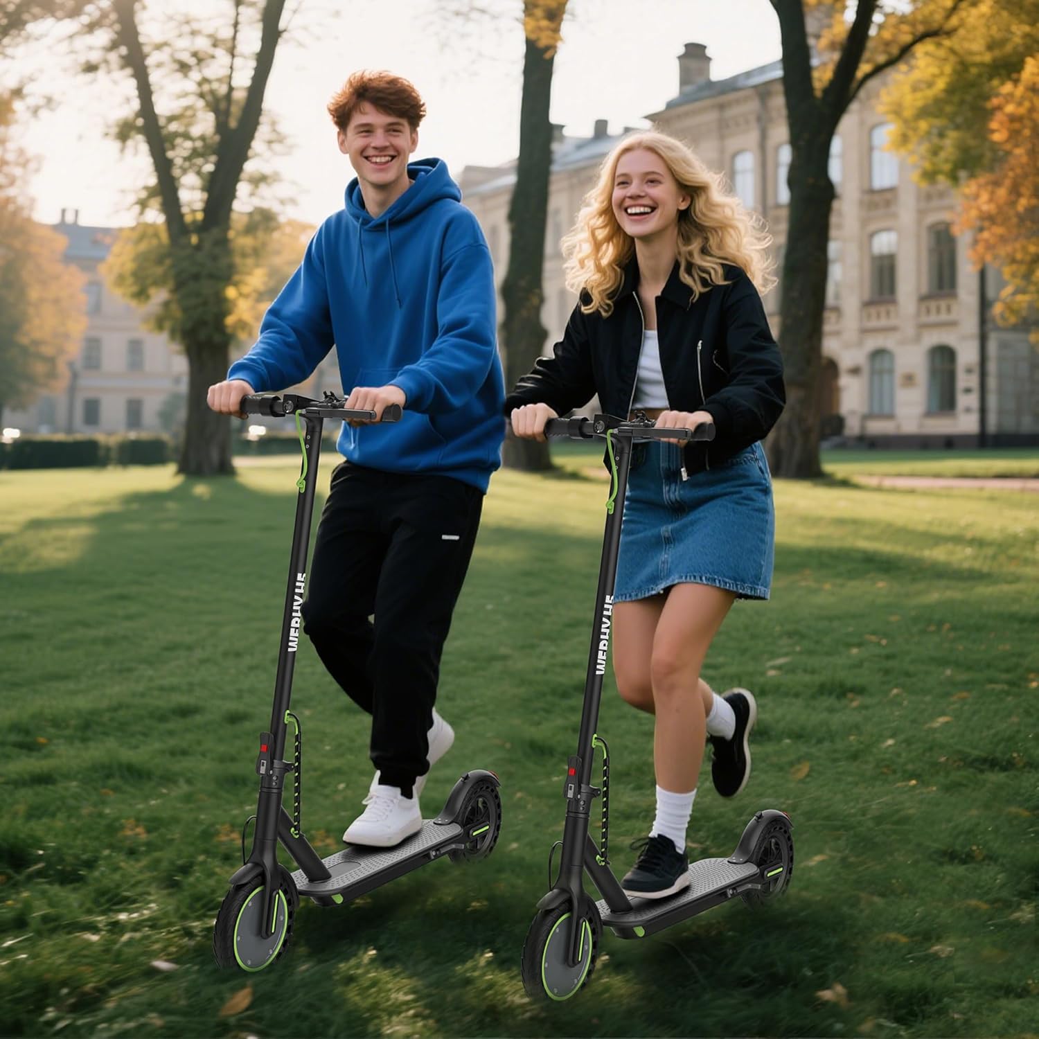 WERHY Electric Scooter - 350W/500W Motor, 19/22 MPH Speed, 15-28 Miles Range | Lightweight & Foldable