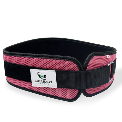 Impulse Max Sport Adjustable Weight Lifting Belt | Enhance Stability & Support for Powerlifting, Bodybuilding, and Fitness Workouts (Pink, Large)