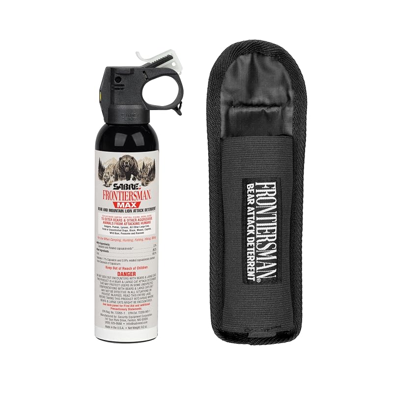 Bear Spray with Belt Holster - 9.2 oz, 2.0% CAPSAICINOIDS, 40 ft Range, EPA Registered