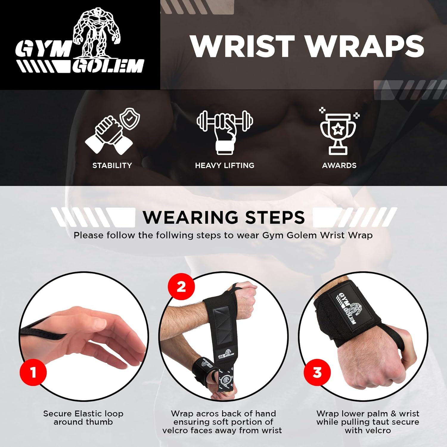 Skiennix Wrist Wraps - 18-Inch Premium Support with Thumb Loop for Powerlifting & CrossFit | 1 Pair