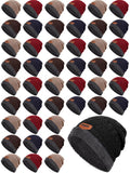 Silicherry 48 Pcs Winter Beanie Bulk for Homeless, Winter Knit Beanies Fleece Inner Warm Hat Thick Knit Skull Cap Beanie Hats for Homeless Donation Shelters