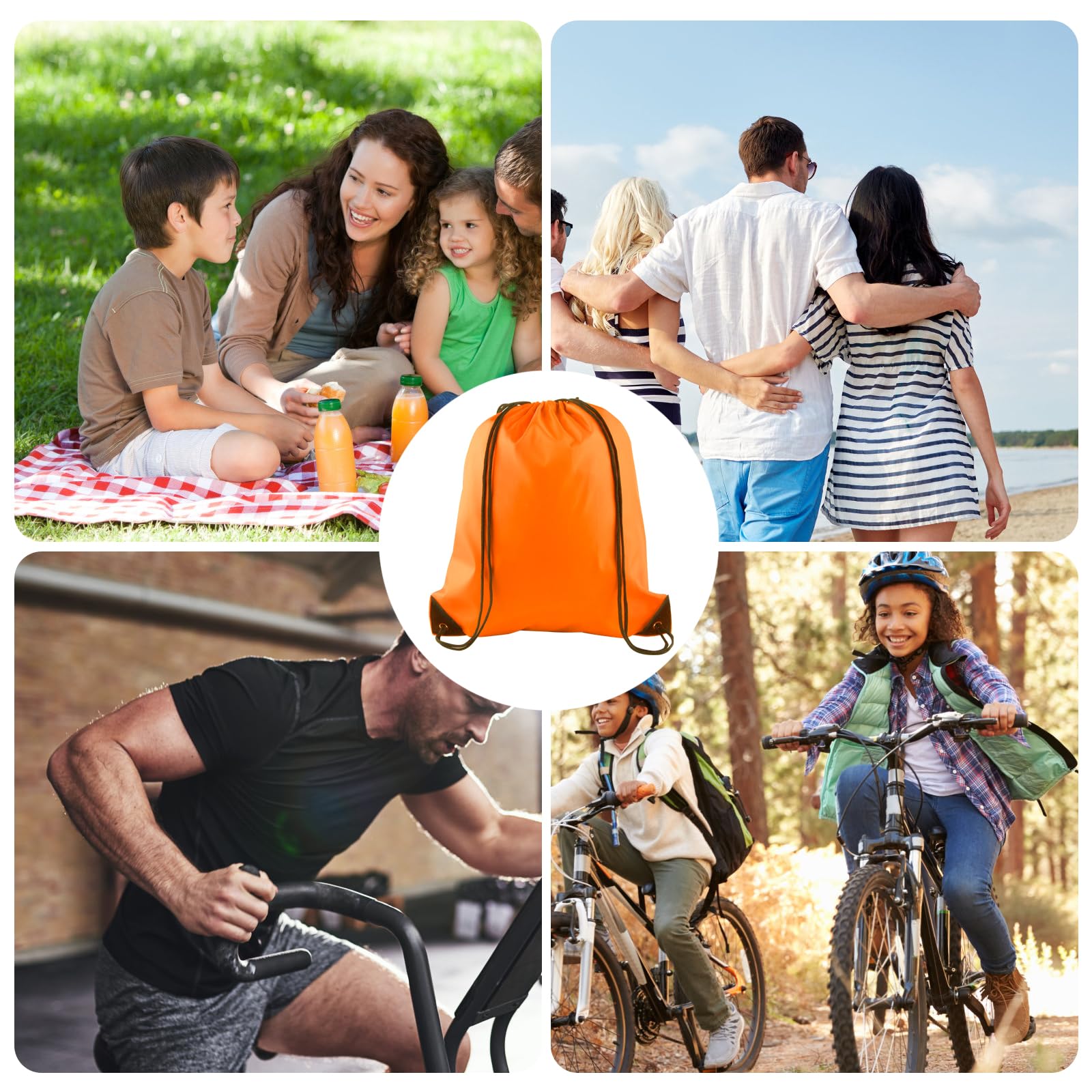 KUUQA 40Pcs Drawstring Backpack Bags Bulk Orange Drawstring Bag Foldable Gym Bag Sport Cinch Sack String Backpack Storage Bags for Women Men Shopping Gym Travel Sports