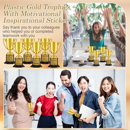 Highergo Mini Trophy Awards - 24 Pcs Gold Plastic Cups for Sports Competitions & Party Favors
