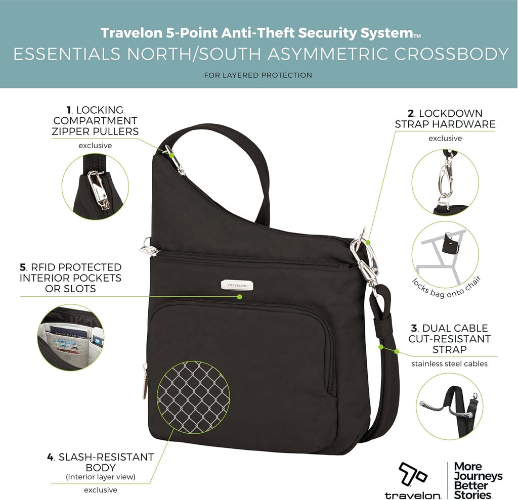 Travelon Anti-Theft North/South Crossbody Bag - Secure & Stylish Travel Companion