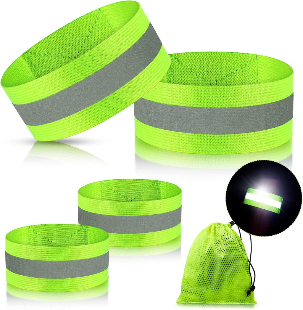 Skylety Reflective Bands - High Visibility Neon Straps for Running, Cycling & Walking | 4 Pieces