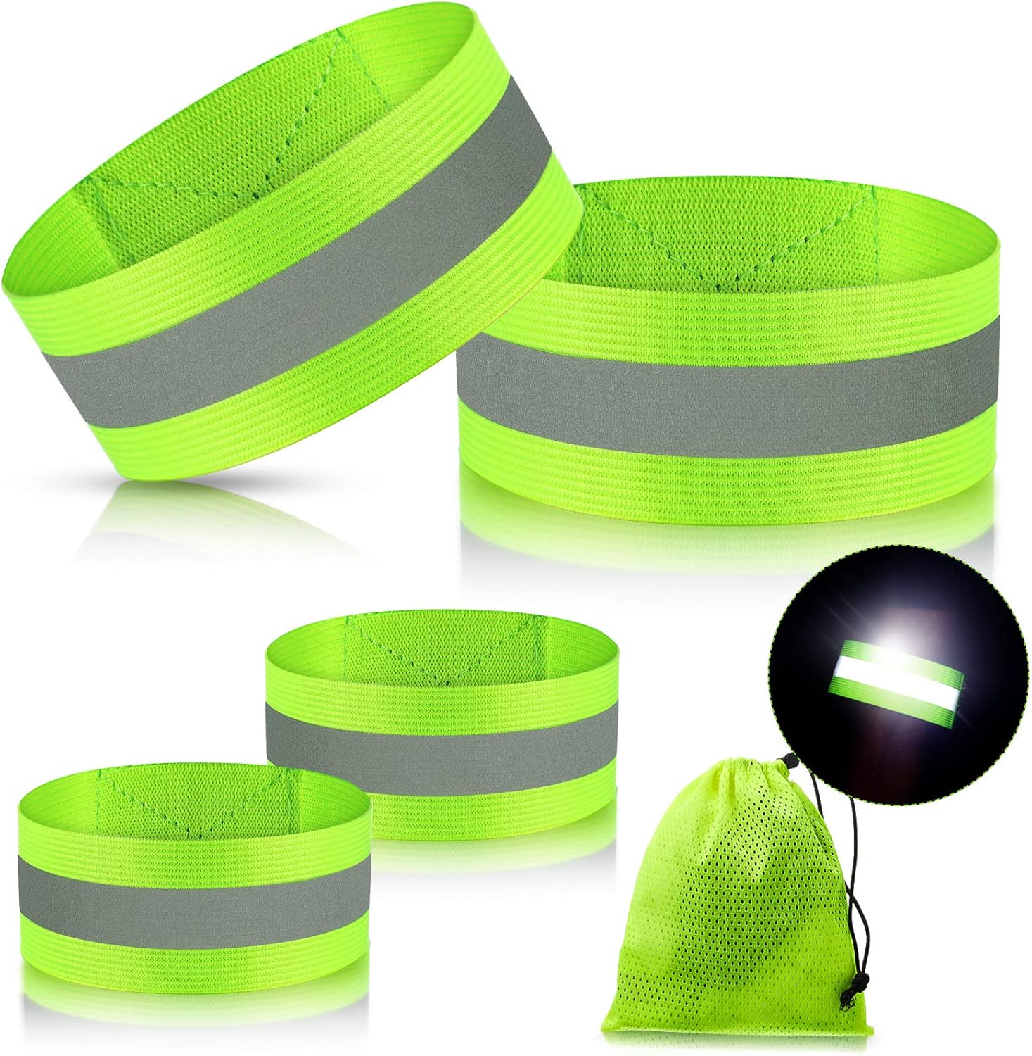 Skylety Reflective Bands - High Visibility Neon Straps for Running, Cycling & Walking | 4 Pieces