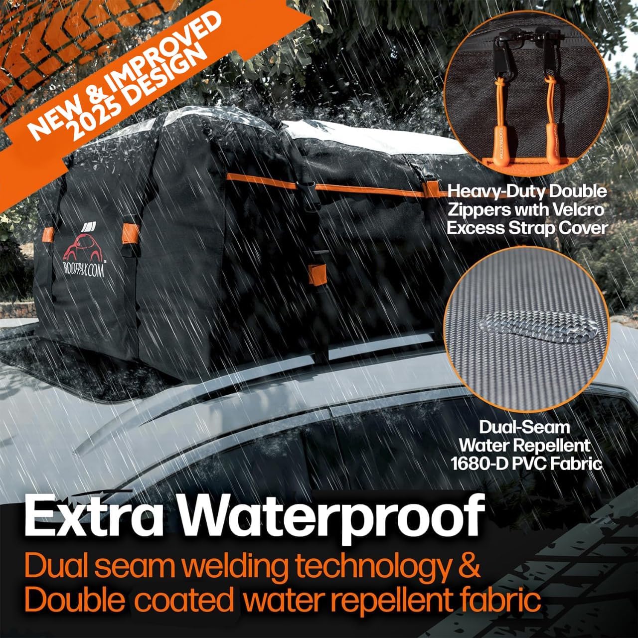RoofPax Rooftop Cargo Carrier Bag - Expandable 15/19 CFT, Waterproof with Heavy-Duty Straps | Fits All Cars
