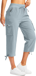Soothfeel Women's Cargo Capris Pants - Lightweight Quick-Dry Travel & Hiking Pants with 6 Pockets