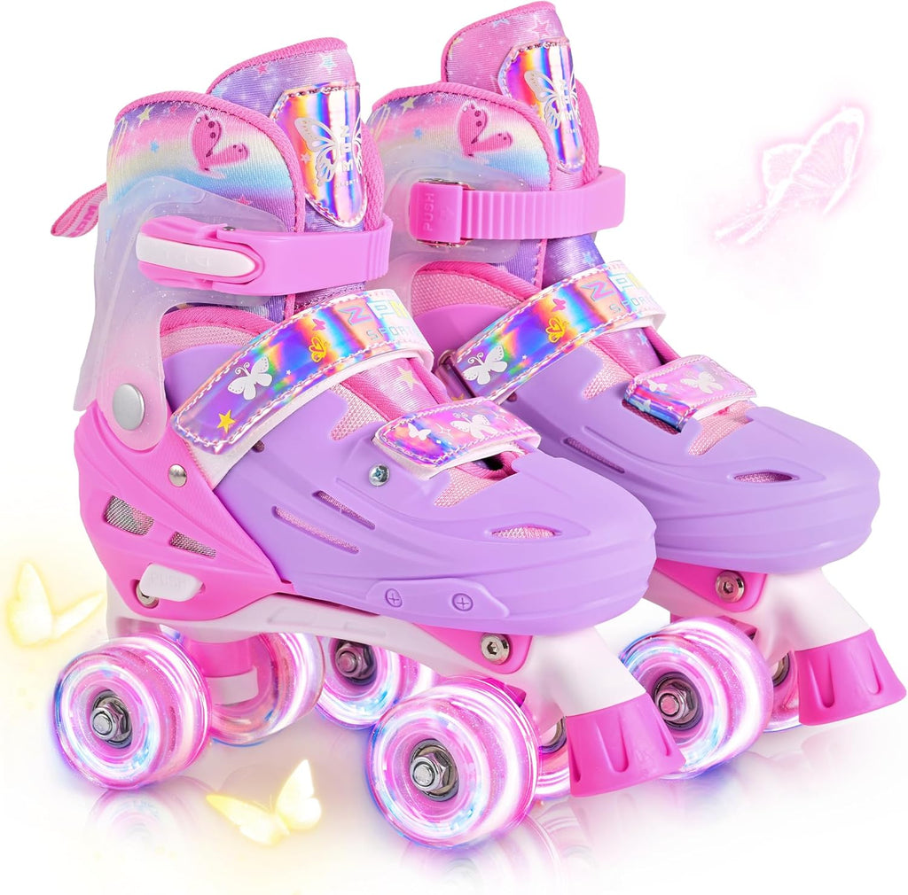 2PM SPORTS Roller Skates - Adjustable Light-Up Wheels for Kids Age 4-12 | Sizes 10C-6