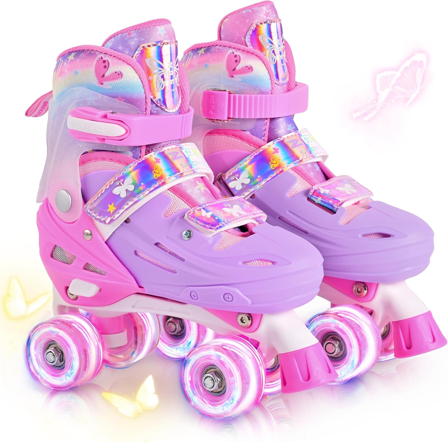 2PM SPORTS Roller Skates - Adjustable Light-Up Wheels for Kids Age 4-12 | Sizes 10C-6