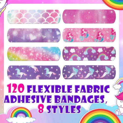 Funtery Kids Fabric Bandages - Flexible Self-Adhesive Wraps for Cuts & Scrapes | Assorted Patterns