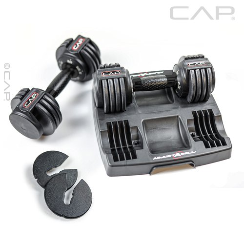 CAP 12.5 lb Pair ADJUSTABELL Adjustable Dumbbell with Contoured Full Rotation Handle, Honeycomb Design, Black