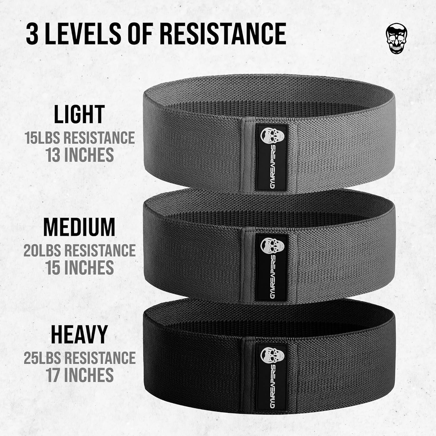 Skiennix Hip Bands for Booty Workouts - Non-Slip Fabric Set with 3 Resistance Levels for Men & Women