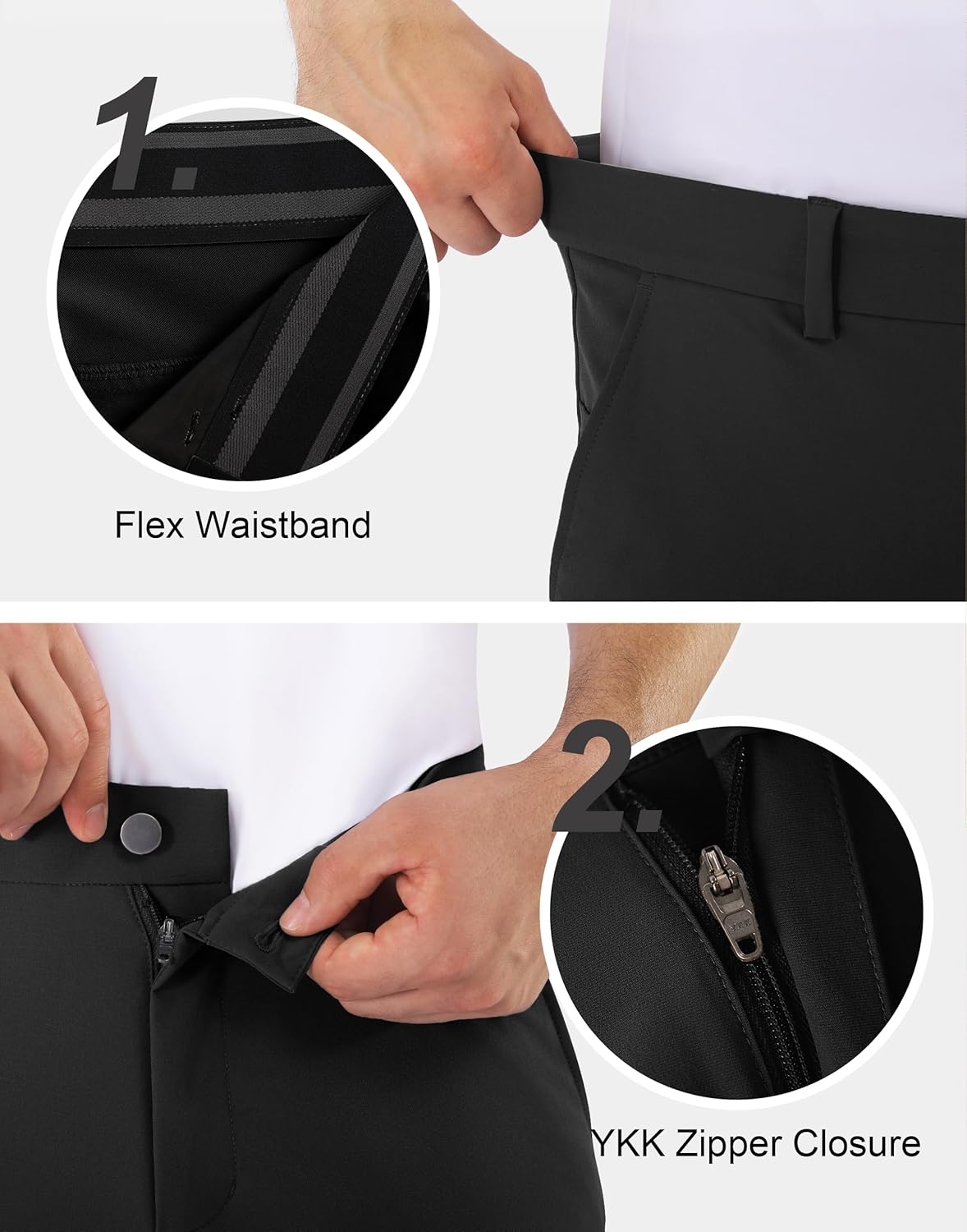 Skiennix Men's Golf Pants - Stretch Classic Fit, Quick Dry, Water-Resistant | 30"/32"/34" Sizes, 6 Pockets
