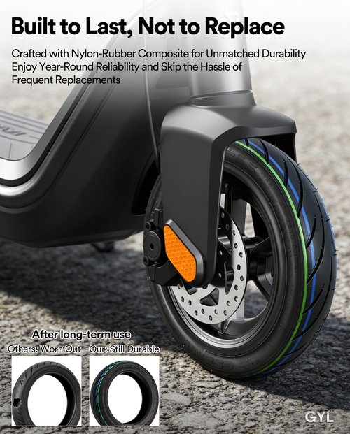 GYL 10x2.30-6.5" Vacuum Tubeless Tire for NIU KQi2 Pro Electric Scooter,10 Inch Replacement Front/Rear Tire, Non-Slip, Explosion Proof, Durable