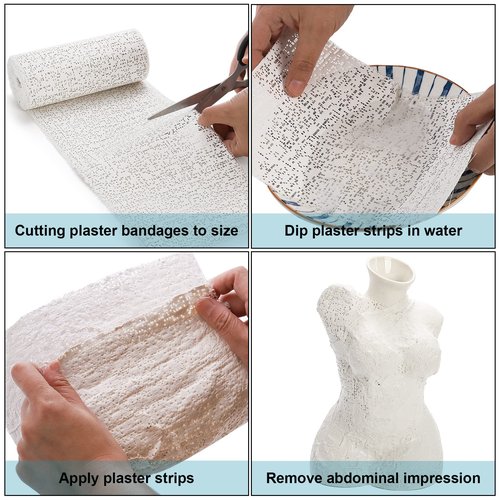 Lawei 8 Pack Plaster Cloth Rolls Plaster Strip, Plasters Cloth Gauze Bandages Roll for Project, Mask Making, Sculptures, Body Casts, Scenery Construction, Each Roll 6 inch x 15 feet