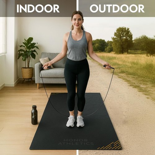 Honor Athletics Jump Rope Mat - 1/4" Thick High-Density Rubber | Non-Slip & Odor-Free for Indoor/Outdoor Use