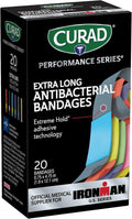 CURAD Performance Series Antibacterial Bandages - Extreme Hold Adhesive, Extra Long Flexible Fabric, 0.75" x 4.75", 480 Count