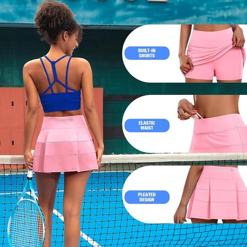 JoyGirl Women's Tennis Skirt - High Waist Pleated Golf Skirt with Shorts & Pockets | Athletic Skorts
