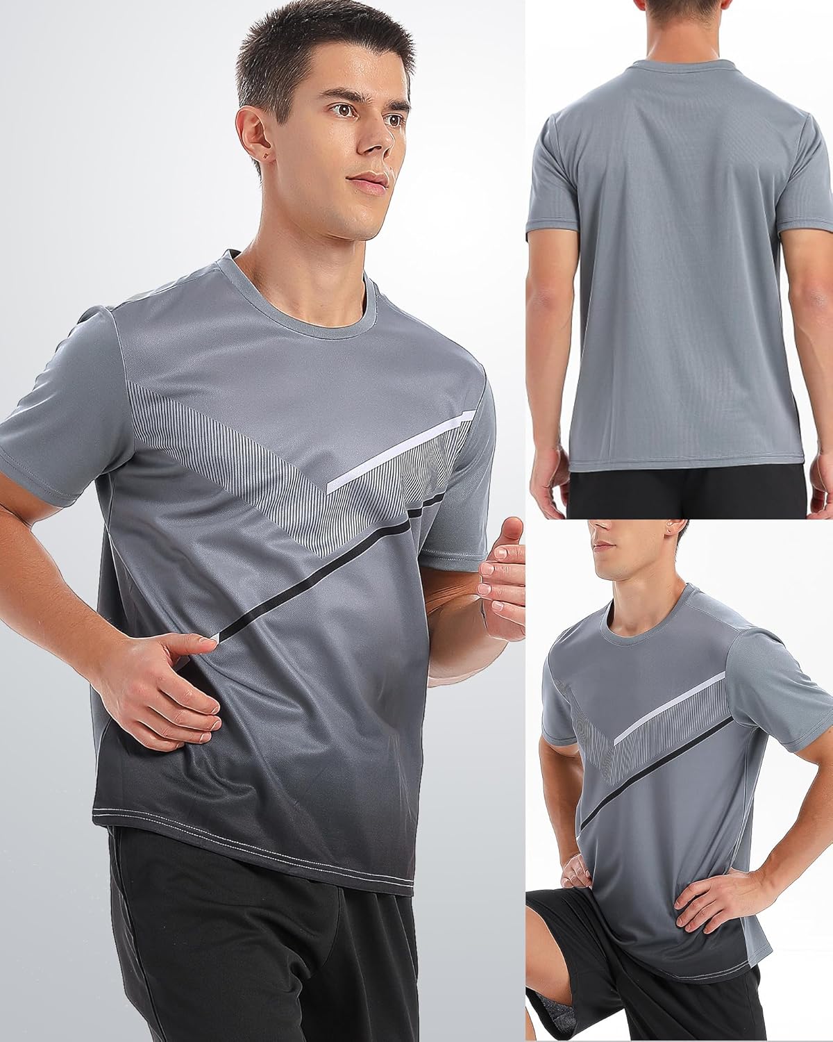Skiennix 5-Pack Men's Workout Shirts - Quick Dry Athletic Short Sleeve Crew Neck Tees