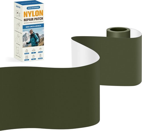 KING MOUNTAIN Self-Adhesive Nylon Fabric Repair Tape - Waterproof Patch Kit for Quick Repairs | 4" x 63" (Army Green)