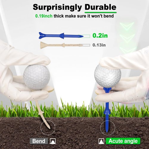 LZFAN Golf Tees 3 1/4 Inch, Plastic Golf Tees 4 Prongs Stability Tees, Unbreakable Long Golf Tees Reduce Friction & Side Spin Colored (100PCS)