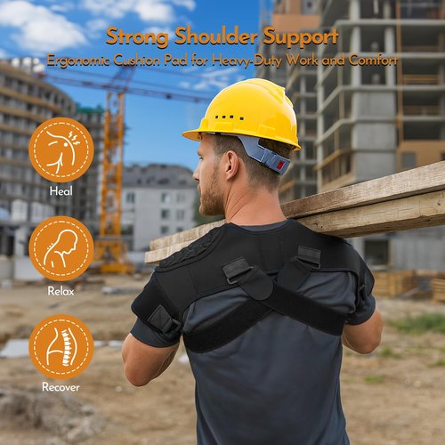 Thickened Wear-Resistant Shoulder Brace with Pads for Heavy-Duty Use, Support for Moving Construction,warehouse, Farm Work, heavy Loads, Compression Support Sleeve for Dislocation, Bursitis, Tendonitis,Both Left and Right Arm