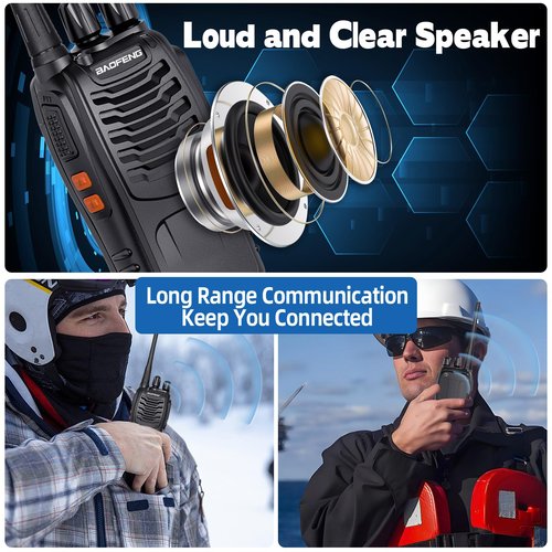 Walkie Talkies Long Range for Adults，radios Rechargeable walkie talkies with Earpieces 2 Way Radios UHF Handheld Transceiver Walky Talky Copy Frequency with Flashlight VOX for Camping Hunting（2 Pack）