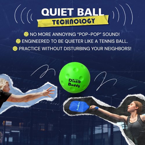 Dink Buddy - Standard Kelso Pickleball, PU Foam Pickleball Balls for Reduced Noise, Enhances Hand-Eye Coordination, Indoor & Outdoor Use, 3-Pack 74-mm Lime Green Balls