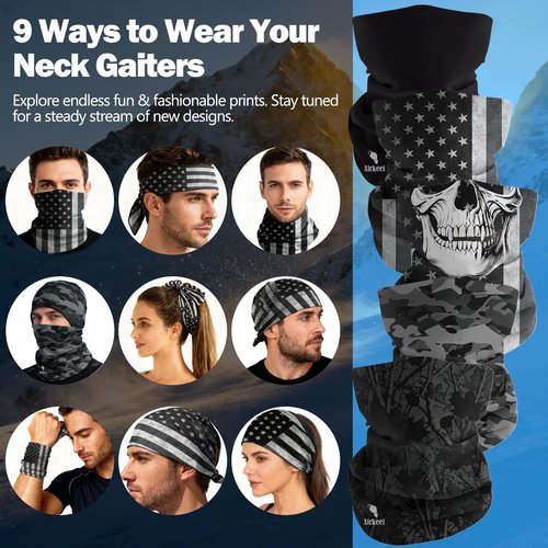 Neck Gaiter Face Mask for Men & Women - UPF 30+ Sun Protection Breathable Headwear Tube Bandana for Motorcycle, Hiking, Fishing
