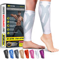 BLITZU Calf Compression Sleeve for Women and Men, Shin Splint Sleeves for Varicose Veins, Nursing, Pregnancy, Running, Footless Compression Socks Support for Calf Muscle Pain Relief White XXL