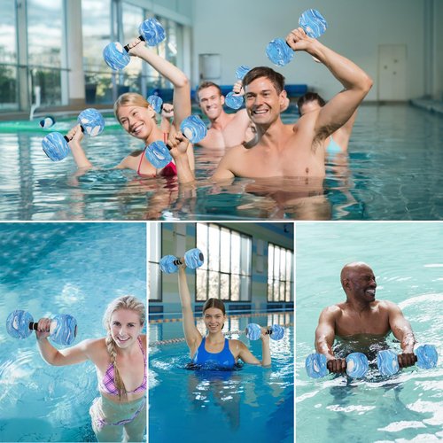 DricRoda 2pcs Water Weights for Pool Exercise, EVA-Foam Water Aerobics Equipment, Pool Dumbbells for Women,Kids,Seniors, Water Workouts, Weight Loss(Blue)